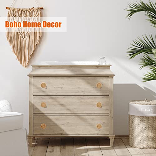 Anphsin 12 Pack Boho Rattan Dresser Knobs- Durable Beech Wood Drawer Knobs Handmade Wicker Woven Pulls With 24 Screws For Cabinets, Furniture #TOP5
