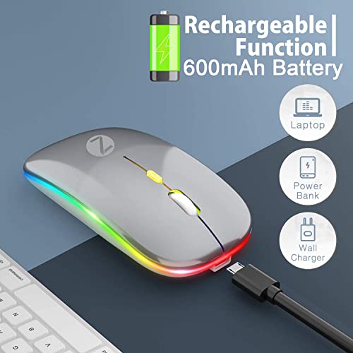 Image of Zoook Blade Wireless Mouse -Rechargeable 7 Colour mice /RGB Breathing Lights / 3 DPI Levels /Auto Shut Down /Silent Click Technology / 600 Mah Battery /Light Weight /Plug and Play (Grey)