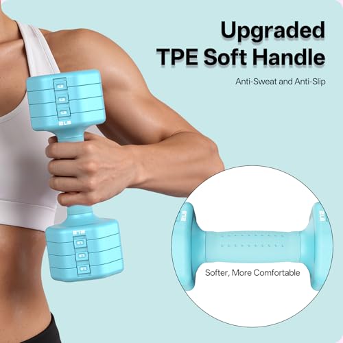 Image of JOROTO 5-in-1 Adjustable Dumbbell Set, 8LB /11LB Pair Adjustable Weights for Women at Home, 1s-Adjust Dual Locking Stable Hand Weights with TPE Soft Handle, Home Gym, Rehab, Pilates, Yoga, Strength Training