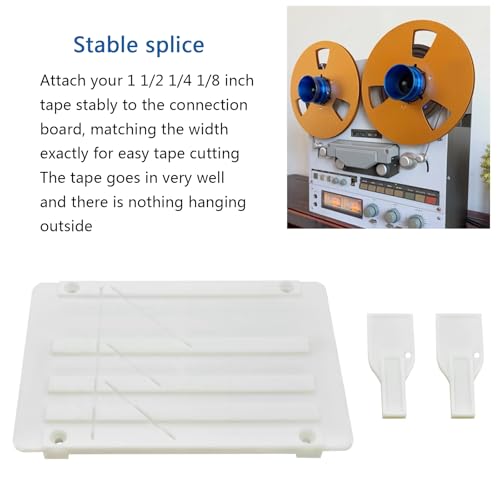 EAJONC Tape Splicing Block Set for 1/8 1/4 1/2 1 Inch Reel to Reel Audio Tape, Professional Open Reel Media Repair Kit with Splicing Tape, Leader Tape, Cutting Blades and Fixers (White)