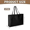 Hiuyavy 3Pcs Black Canvas Tote Bags, Cotton Canvas Plain Tote Bags with Handle, Eco Friendly Shoppers, Reusable Large Cotton Grocery Bag for Shopping Painting Embroidery - 45X35X8cm #3