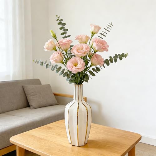 Vase à fleurs élégant en céramique dorée, cadeau d'anniversaire idéal - 5