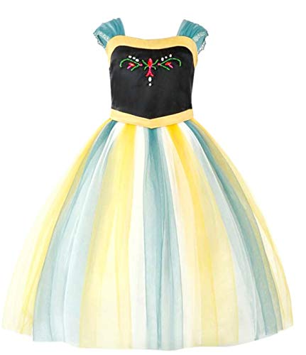 IWFREE Disfraz de Princesa Elsa 2 Niñas Anna Disfraz Reino de Hielo Vestido de Carnaval Fiesta Halloween Cosplay Navidad Costume + Accesorio 2-14 Años Cover