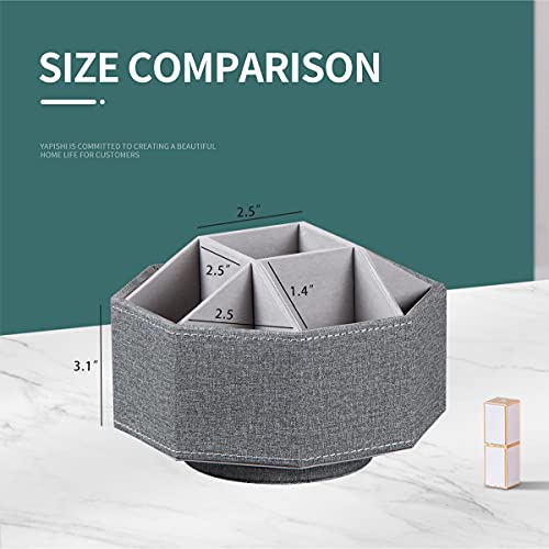 Swivel Remote Control Holder, 9 Rooms Desk Organizer and Decorations for Living Room, Leather Bedside Storage Caddy for TV Controllers/ Makeup Brush Pen/ Office Stationery/ Art Supplies/ Eyeglasses