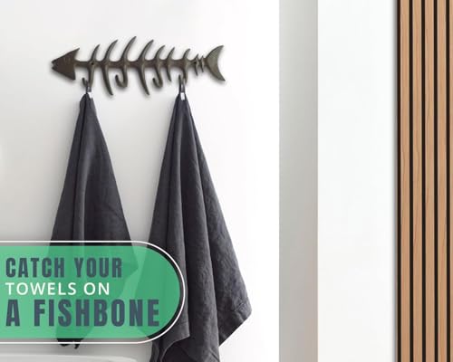 image for Comfify Fish Bones Wall Mounted Towel Rack – Stylish Cast Iron Hange