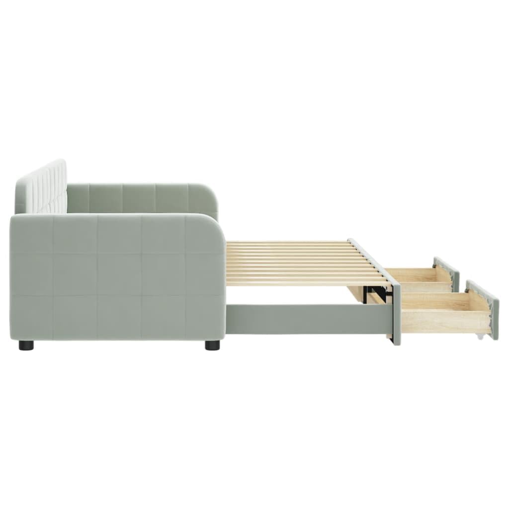 Sofa 2 w 1 z łóżkiem gniazdowym i szufladami, dwuosobowa aksamitna rozkładana sofa, solidna drewniana i metalowa konstrukcja do salonu