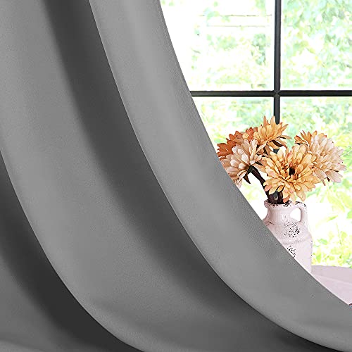 Nicetown Silver Grey Small Window Blackout Curtain Panels For Bedroom, Thermal Insulated Grommet Top Blackout Draperies And Drapes (2 Panels, W42 X L45 -Inch) #TOP5