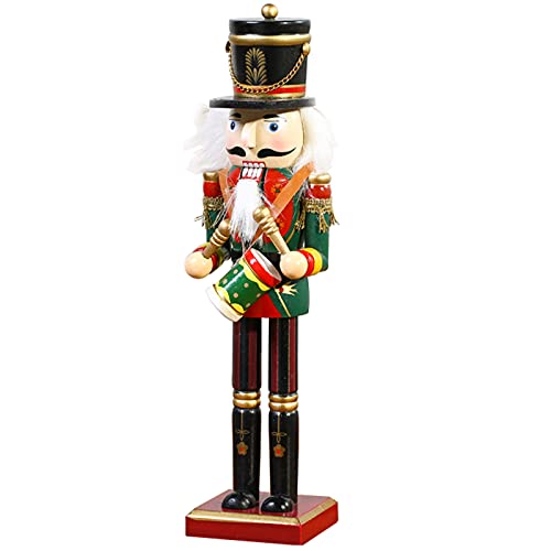 PEXXSUII Mini Noël Casse-Noisette en Bois Figurines Artisanat Patriotique Soldat Marionnette Jouets Cadeaux Ornements Poupée pour Dookcase Bureau Table Top Décorations de Vacances 30CM (Drummer) Cover