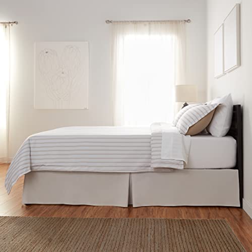 Image of Amazon Basics Lightweight Pleated Bed Skirt, Machine Washable, Wrinkle and Fade Resistant, Queen, Light Grey, 16-Inch Drop