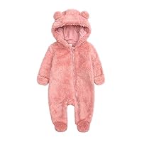 KIDDLETOWN Baby Overall Winter Fleece Strampler Baby Schneeanzüge mit Kapuze Neugeborenes Bär Schneeanzug Junge und Mädchen Einteiliger Anzug für 0-3 Monate