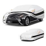 Holthly 10 Layers Car Cover Custom Fit for Toyota Prius (2011-2026), Waterproof All Weather for Automobiles, Outdoor Full Cover Sun Dust Rain Protection with Cotton. Silver
