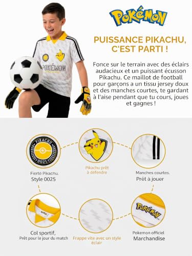 Pokémon Maillot De Football, Tenues De Football Oversize pour Garçons, Haut Style Jersey Pikachu, Vêtements pour Garçon, Blanc 9-10 Ans – vue 6