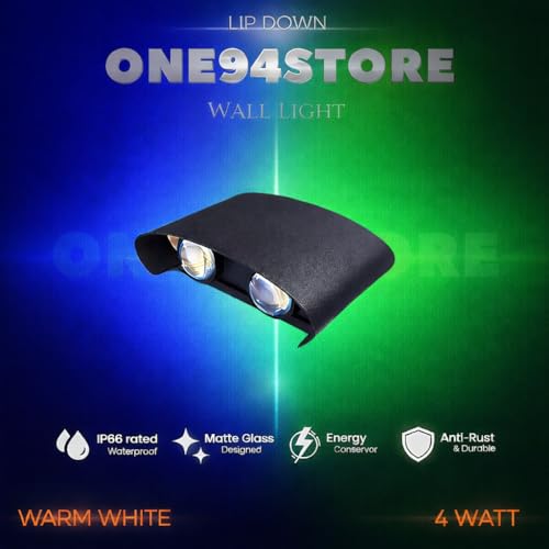 Image of One94Store LED Outdoor Wall Light Pack of 1 | Warm White (WW) 2 -Way Wall Lamp | 4W Aluminium Body, Rainproof & Shockproof, Decorative Step /Pathway /Light Fixture with 3 Month Warranty