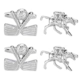 Cufflinks for Men, Horse Racing Gifts for Men, Cuff Links Mens, Men's Cufflinks with Horse Racing Tie Design, Classic Style Accessories for Formal Wear, Set of Four Pieces
