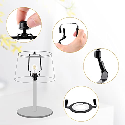 Acbungji Lamp Shade Harp Holder For Floor And Table Lamps Support Bracket E26 E27 E14 Light Base Adjustable Height 7 To 10 Inch Detachable Heavy Duty Table Lamp Harp And Finial Set Brass (Black) #TOP1