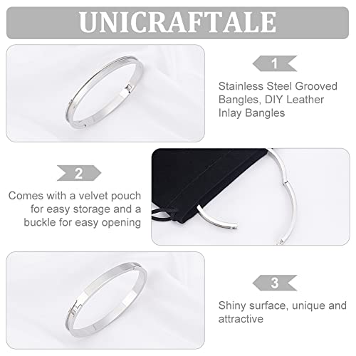 Bracelet vide à incrustation cuir acier inoxydable anti-ternissement UNICRAFTALE - 5