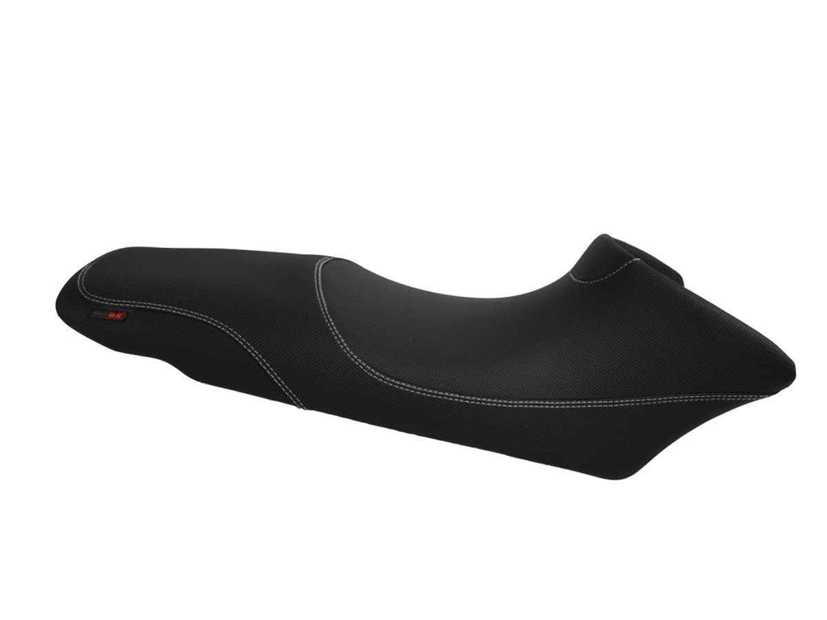 Funda de Asiento Compatible con Honda XL125V Varadero 2001-2019 Color Negro con Costuras Blancas