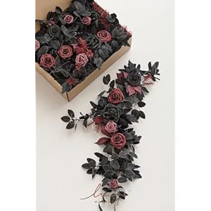 Ling's Moment 6Pack 2ft Artificial Flowers Garland Black & Burgundy Lantern Flower Centerpieces Wedding Aisle Decor Chair Flowers Arch Floral for Signs DIY Table Wall Window Cake Decoration Lings Moment 6Pack 2ft Artificial Flowers Garland Black Burgundy Lantern Flower Centerpieces Wedding Aisle Decor Chair Flowers Arch Floral for Signs DIY Table Wall Window Cake Decoration