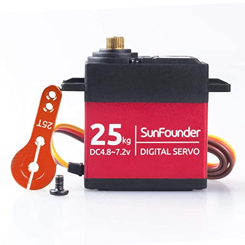 SUNFOUNDER 25KG Servomotor High Torque Servo, DS-S020 Metallgetriebe Digitales Servo, Metallgehäuse, Steuerwinkel 180 ° für RC Robot Cars Crawler Robot Cover