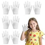 White Gloves Kids, 4 Pairs Washable and Reusable Cotton Moisturizing Gloves for Dry Hands Eczema Overnight for Kids (6-10 Years Old)
