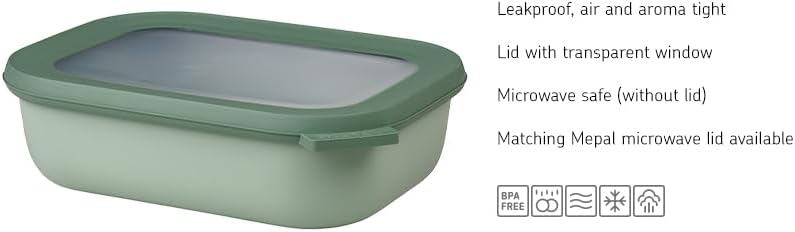 Mepal - Rectangular multifunctional bowl - Food storage container with lid - Suitable as an airtight container for refrigerator, microwave & freezer - 3000 ml - Vivid mauve