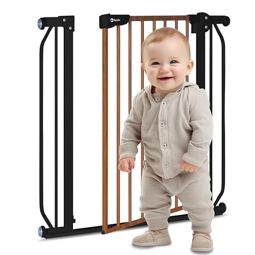 LIONELO Truus Slim Cancelletto di sicurezza, Larghezza regolabile da 75 fino a 105 cm con Fissaggio a pressione, Apertura entrambe le direzioni, Altezza 77 cm, Autobloccante