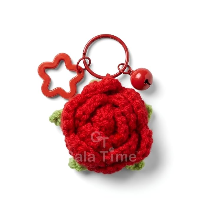 Image of Handmade Crochet Flower Keychain for Bags Keys Purse Backpack Cute Aesthetic Yarn Keyring Bag Charm Handmade Soft Thread Flower Keychain for Girls Women Kids Gifting and Daily Use