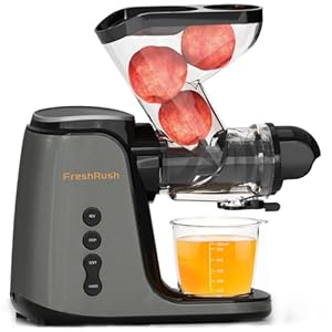 Juicer Machines, 3.6 Inch Double Large Feed Chute Cold Press Juicer, High Juice Yield, Easy to Clean，3 Masticating Juicer Modes, Slow Juicer with 200W Motor (Grey)