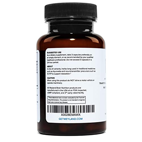 Weyland Brain Nutrition WBN-RELAX-40-PAR - Natural Sleep Support Supplement With Gaba, L-Theanine, Valerian Root, 5-Htp, Lemon Balm – Calm And Relaxation Aid - 30 Vegetarian Capsules thumb #3