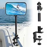 Outus Pontoon Boat Rear View Mirror with Telescoping Pole 10' x 6.3' 360° Adjustable Marine Rearview Mirror Telescopic Pole 21.5-31.5 Inch for Pontoon, Ski Boat Marine Water Skiing Accessories