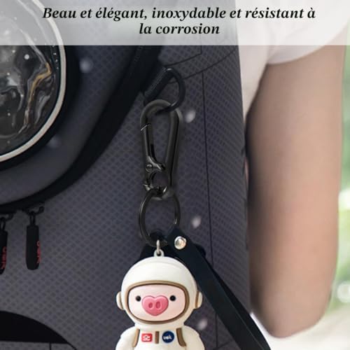 2 Pièces Mousqueton Porte Clé,Petit Mousqueton,Gris-Noir – vue 4