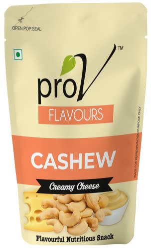 Image of ProV Flavours Creamy Cheese Cashews | Cheese-Coated Whole Kaju Snack Rich in Protein & Healthy Fats | Resealable Flavoured Dry Fruit for On-the-Go | 200g