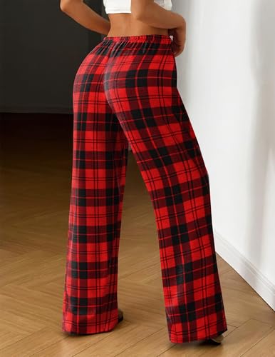 Image of Ekouaer Women Pajama Pants Comfy Pj Bottom with Pockets Stretch Plaid Sleepwear