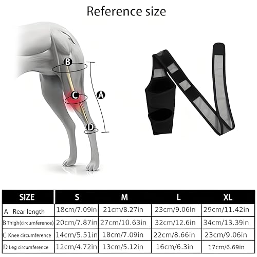 Shwdsy Gummi Verband Hund, Verstellbar Leckschutz Hund Hinterbein, Schwarz Hundebeinschutz, zur Stützung und zum Schutz der Vorder- und Hinterbeine von Hunden