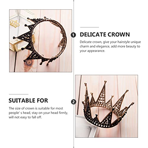Beaupretty Black Crown Black Rhinestone Jewels Queen Headpiece Cake Topper Costume Party Accessories For Brithday Prom #TOP2