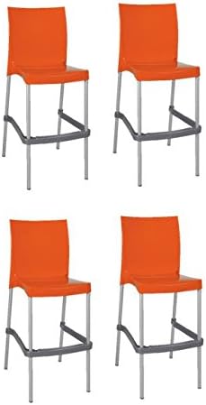 Tensai Porto Bar Stool - Orange - Set of 4