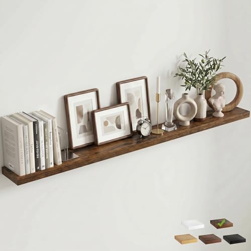 72 Inch Floating Shelves for Wall 6.5D Wood Storage Shelves Brown Finish