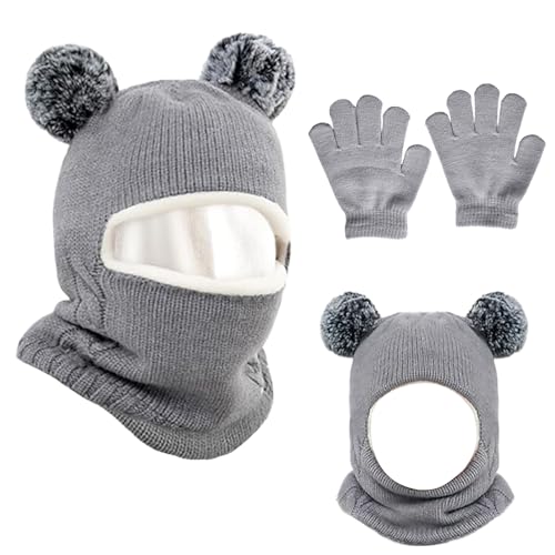 YFCJYBF Kinder Wintermütze Schal Handschuhe Set,Kleinkind Baby...