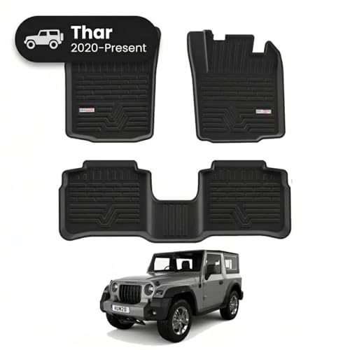 Image of 3D TPE Car Floor Mat for Thar (2020 Onwards) Custom Fit, Heavy Duty & Anti-Slip Floor Mat | Easy to Clean, All Weather Resistant, Waterproof & Dustproof Car Foot Mat for Thar