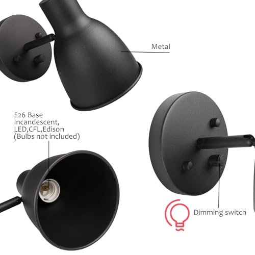 Image of Pathson Dimmable Wall Sconce Lighting with Adjustable Light Head, Vintage Metal Wall Vanity Lighting, Hardwired Bedside Wall Light Lamp for Bedroom Living Room Bathroom Dining Room Study Room