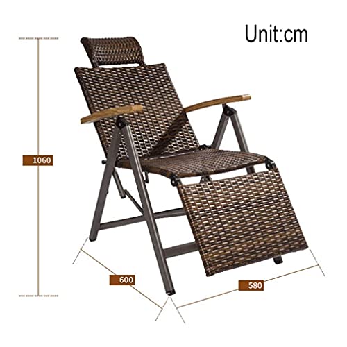Chaises élastiques de jardin en rotin réglables avec dossier inclinable