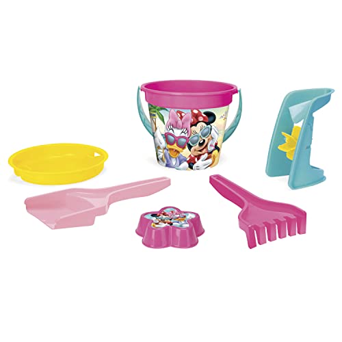 Wader 77437 - DISNEY Minnie Maus und Daisy Duck Sandset mit Eimer, Sieb, Sandmühle, Schaufel, Rechen und Sandform, ab 12 Monaten, ideal für Garten, Sandkasten, Strand oder als Geschenk