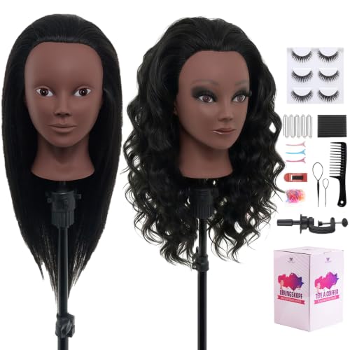 Mannequin Head with 100% Real Human Hair, 18" Manikin Training Head