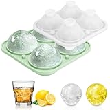 Round Ice Cube Mold,Pickleball 3D Large Sphere Ice Mold for Whiskey,Cocktails,Wine,Juice and Bourbon,Cute Sports Gifts for Women Easy-Release BPA Free(Pickleball)