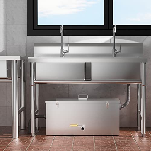 Beamnova Commercial Grease Trap 25Lbs Stainless Steel Interceptor, Side Inlet For Restaurant Home Kitchen Tools #TOP1