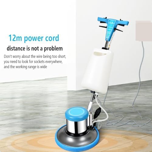 Máquina pulidora industrial de suelo de 17 pulgadas, 1100 W con cable de 26 pies para limpieza profunda y encerado, diseño resistente de bajo ruido