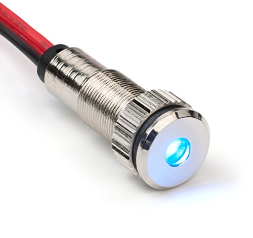 PLUG-N-PLAY Instrument Cluster LED Indicator Light Dash Bulbs. Aluminum Pilot Lights. Color Acrylic Lens. Flush Panel Mount 5/16' 8mm 12V for Speedometer Odometer Tachometer (Silver Bezel, Blue LED)