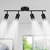 Spiglamm 4-Light Semi Flush Mount Ceiling Light, Black Kitchen Track Lighting Fixtures Ceiling Mount, Modern Adjustable Multi-Directional Ceiling Lamp for Living Room, Dining Room, Hallway