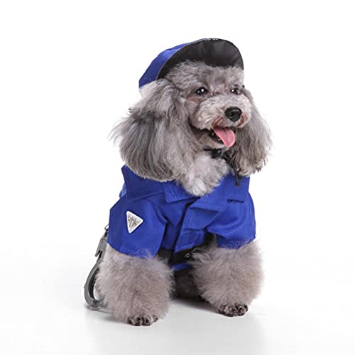 BAOFUYA Disfraz de Policía para Mascotas, Ropa de Cosplay de Halloween, Uniforme de Policía Resistente Al Desgaste para Perros y Gatos (Juego de policía SDZ11)