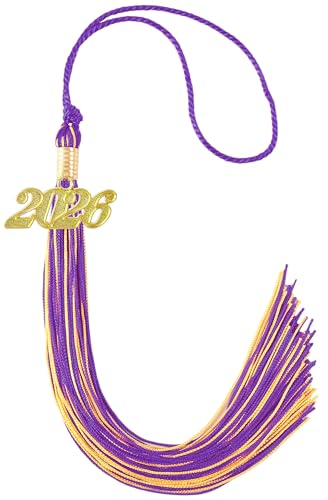 Image of Purple and Gold Graduation Tassel 2026 for Grad Cap and Graduation Ceremony Accessory Decoration